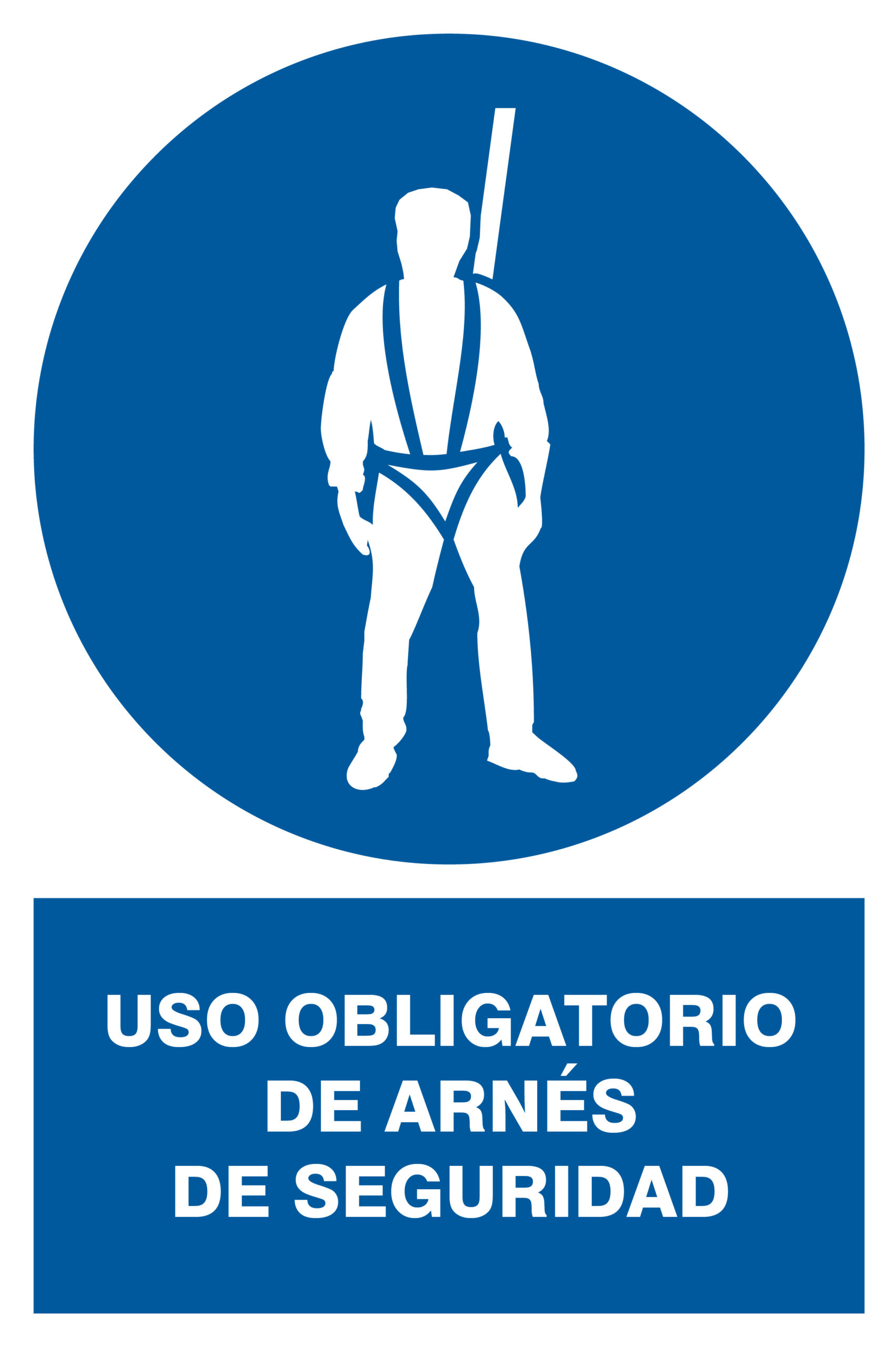 Señal de uso obligatorio de arnés para trabajos en altura